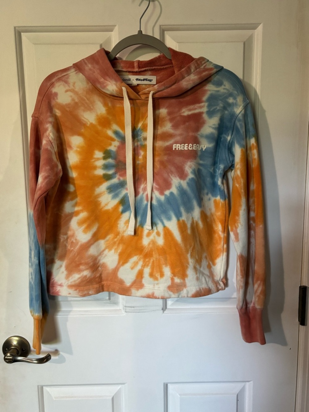 Madewell x Free & Easy Tie-Dye Hoodie in Orange and White. Crop Style. Small.